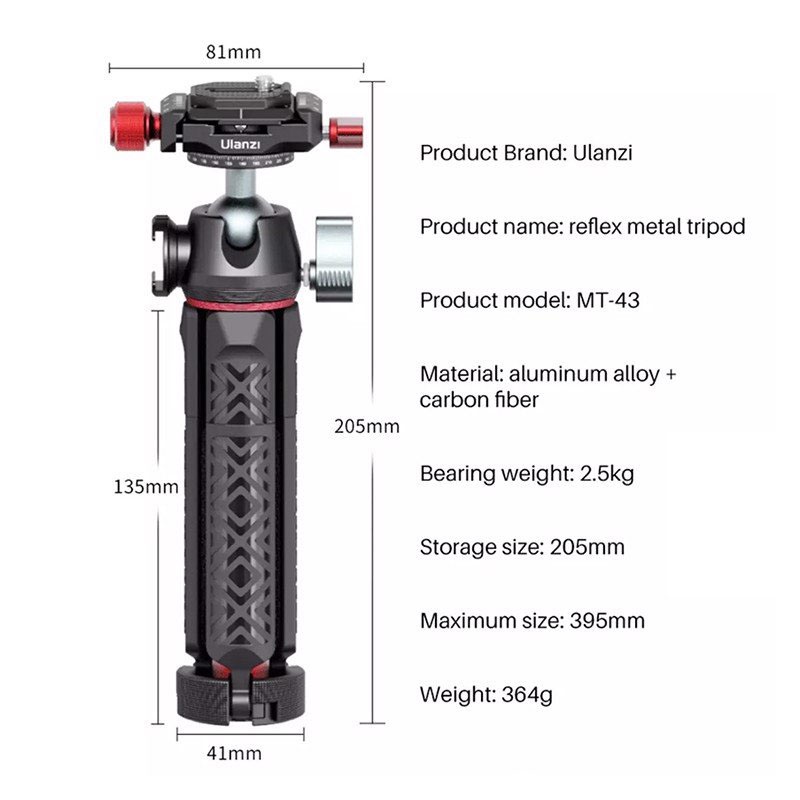 Tripod Mini Cho Máy Ảnh, Điện Thoại, Tải Trọng 2,5 Kg - Ulanzi MT-43