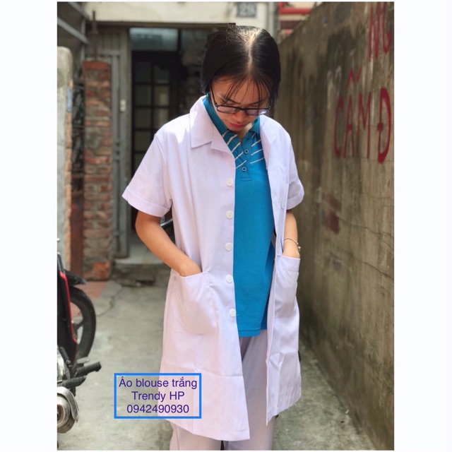 [Giá sỉ] Áo blouse trắng cộc tay, dài tay nam nữ đứng dáng chuẩn form (có áo blu nam nữ dài tay và cộc tay)