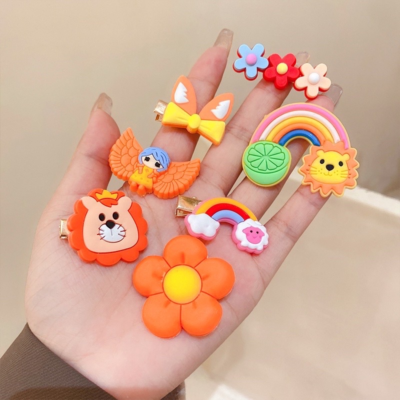 Set 15 phụ  kiện  Dây Cột Tóc Và Kẹp Tóc  Cao Su Màu Cầu Vồng Phong Cách Hàn Quốc Dễ Thương Cho Bé Gái