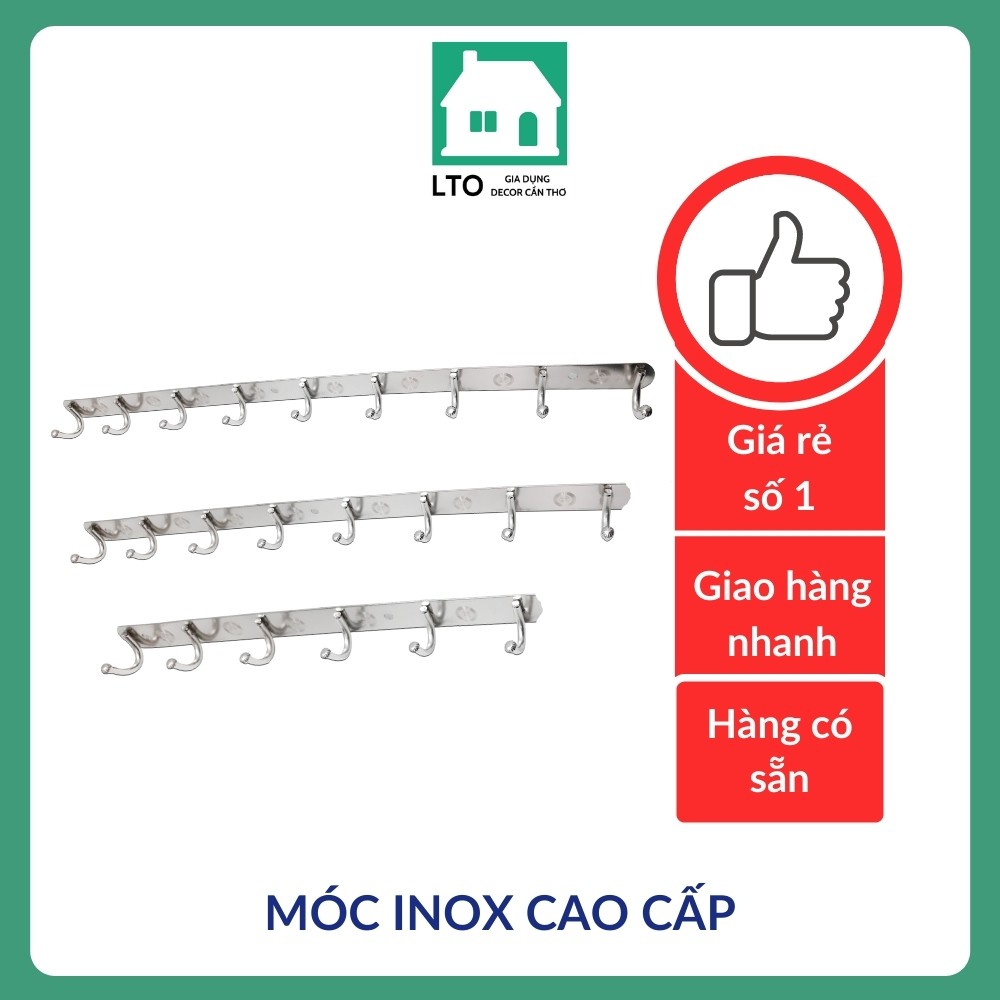 Móc treo quần áo đồ dùng gia đình, văn phòng inox 8 chấu cao cấp