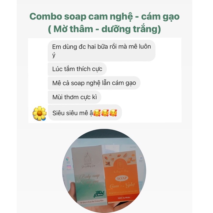 Combo xà bông cam nghệ và Xà bông cám gạo + TẶNG KÈM TÚI ĐỰNG SOAP