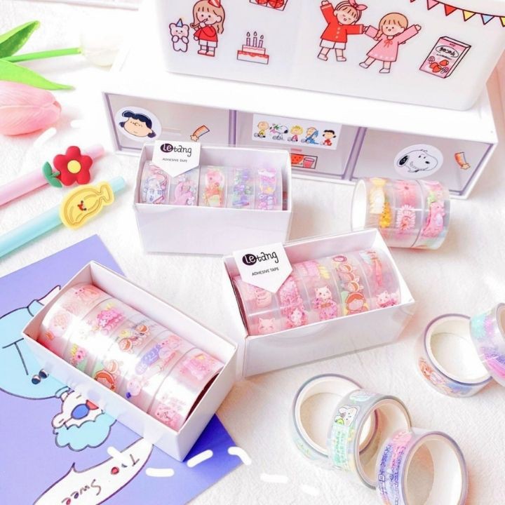 (Sale) Combo 5 Cuộn Băng Dính Trang Trí Hoạt Hình Băng Keo Dán Sticker Trang Trí Cute Cho Bạn Gái Bé Gái Giá Rẻ