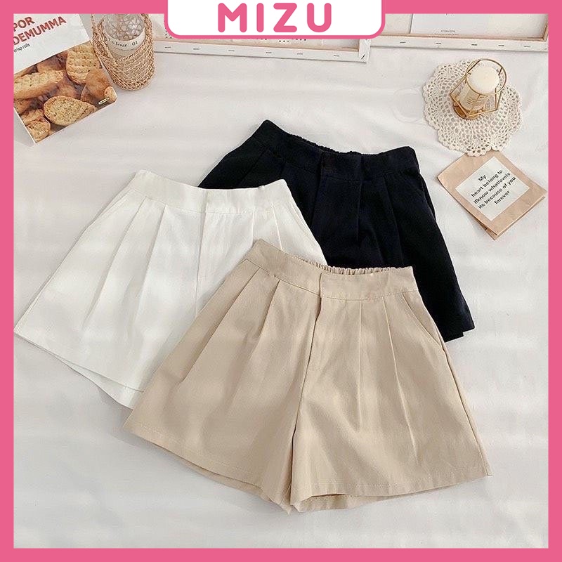 Quần Short Đũi MIZU 2 Ly Dáng Váy Siêu Hot. Cạp Cao, Lưng Thun, Chất Đũi Xước, Phụ Kiện Thời Trang Miuclothing