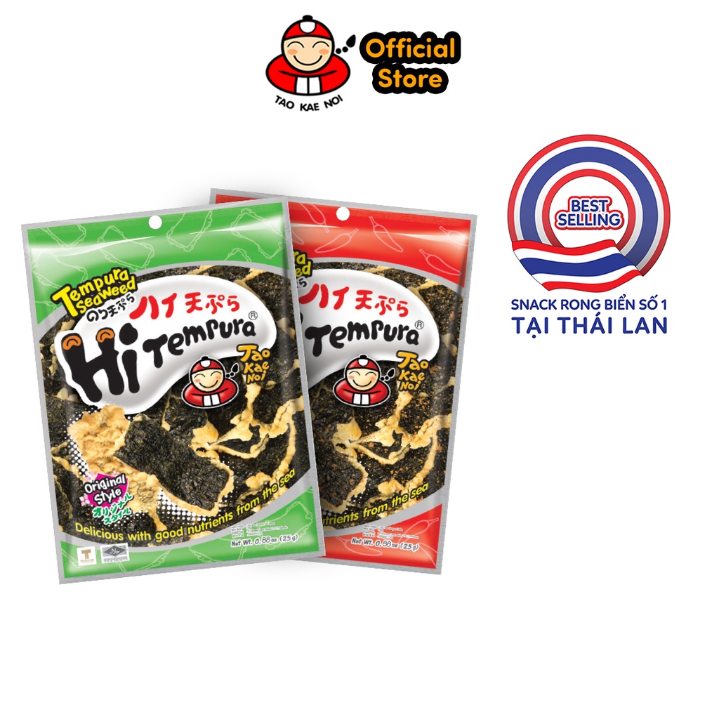 Snack rong biển ăn liền Thái Lan Hi Tempura Taokaenoi 25g