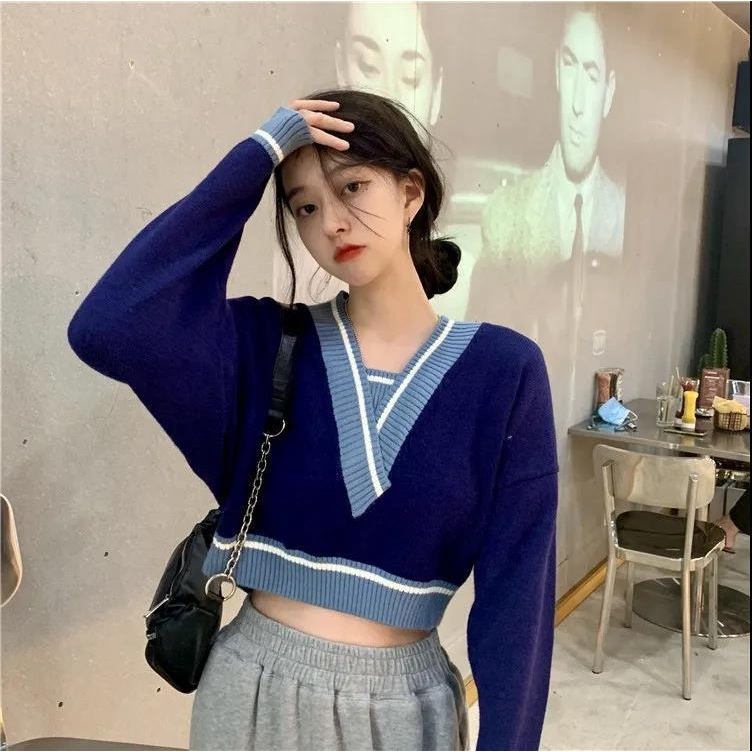 Áo sweater ZHELIHANGFEI dệt kim tay dài eo cao thiết kế quyến rũ trẻ trung cho bạn gái tùy chọn màu sắc