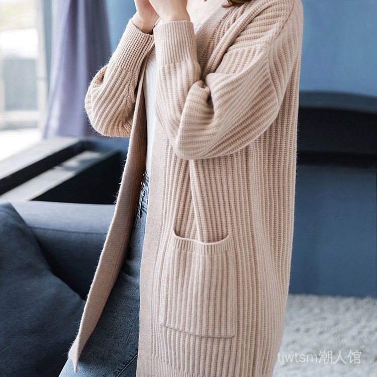 Áo Khoác Cardigan Dáng Rộng Dài Trung Bình Dày Dặn Thời Trang Thu Đông Cho Nữ