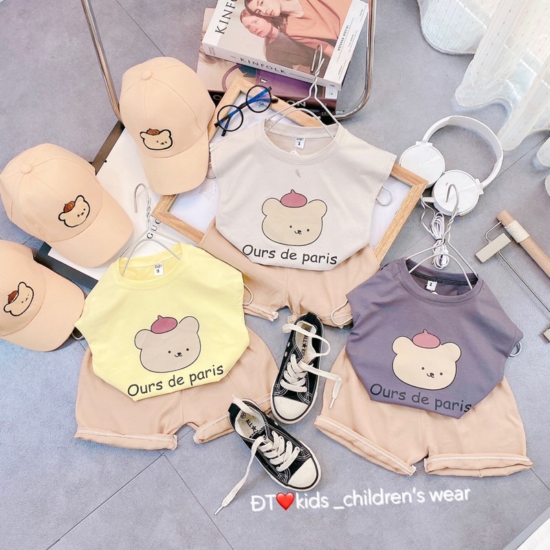 [SET BÉ TRAI] Bộ gấu siêu phẩm 3 màu kèm mũ cho bé trai