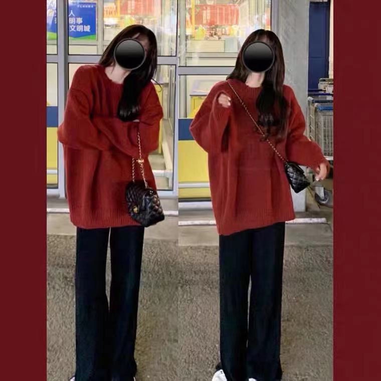 Bộ Áo Sweater Dáng Rộng + Quần Ống Rộng Thời Trang Dành Cho Nữ