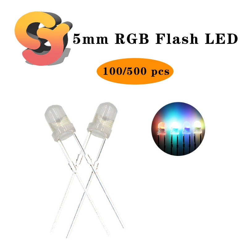 Set 100 / 500 Đi Ốt Đèn LED 5mm / F5 Chân Ngắn / Thẳng Trong Suốt