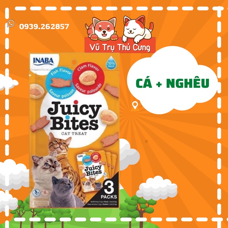 Bánh thưởng cho Mèo Juicy Bites INABA Nhật Bản, bổ sung dinh dưỡng cho mèo