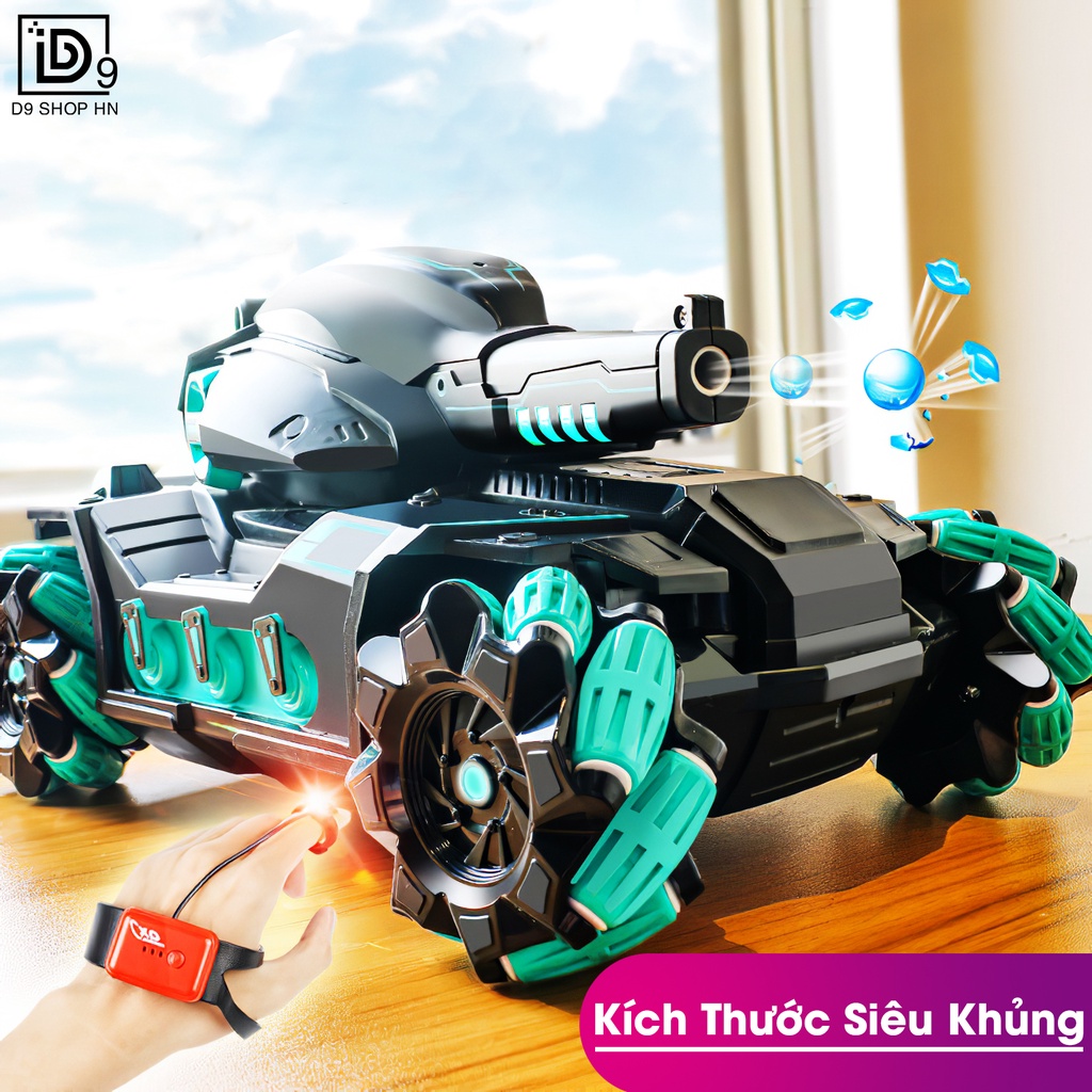 Xe tăng điều khiển từ xa băn hạt dẻo, Xe tăng có đèn và nhạc sinh động, Sạc Pin nhanh, D9 shop