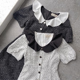 Váy dạ tweed nữ ngắn tay DT