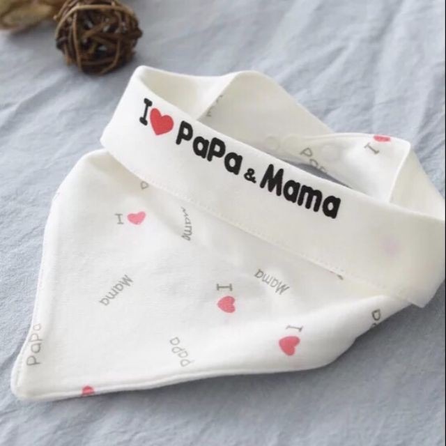 Khăn xô sữa yếm xuất nhập khẩu công nghệ Nhật cho trẻ sơ sinh an toàn mềm mịn in i love papa mama KHSUA02