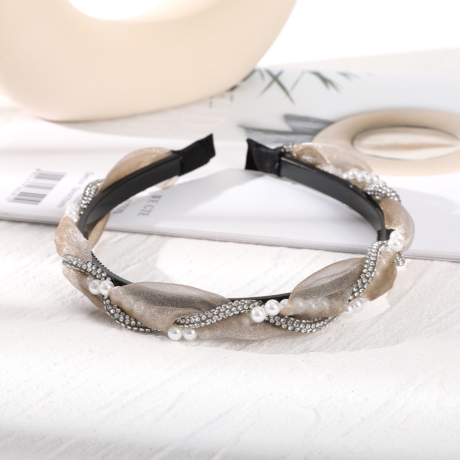 Băng Đô Cài Tóc Lưới Đính Đá &amp; Ngọc Trai Thanh Lịch Thời Trang Hàn Quốc