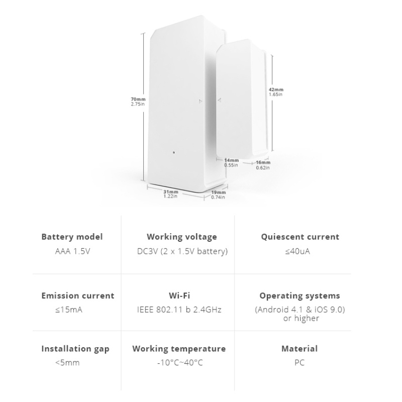 Aubess Sonoff Dw2 - Cảm biến cửa/cửa sổ không dây Wi-fi