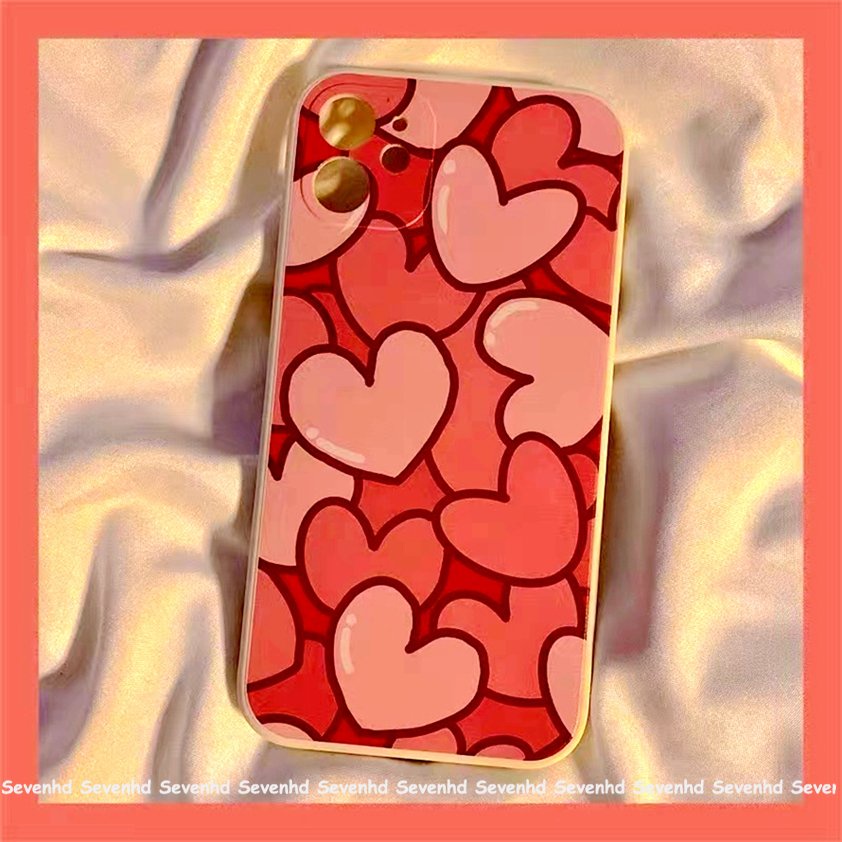 Ốp Điện Thoại Màu Hồng Họa Tiết Trái Tim Cho iPhone 14 13 12 11 Pro Max SE2020 X XR Xs Max 7 8 6 6s Plus