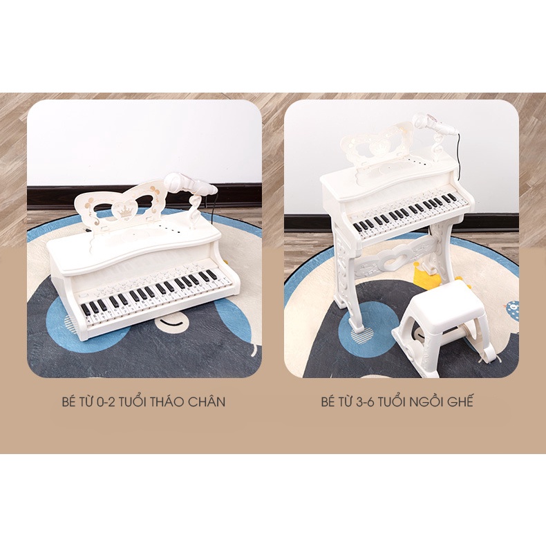 Đàn piano mini cho bé kèm mic thu âm, có kết nối điện thoại, bàn phím chữ Tiếng Anh cao cấp - Đồ chơi âm nhạc trẻ em