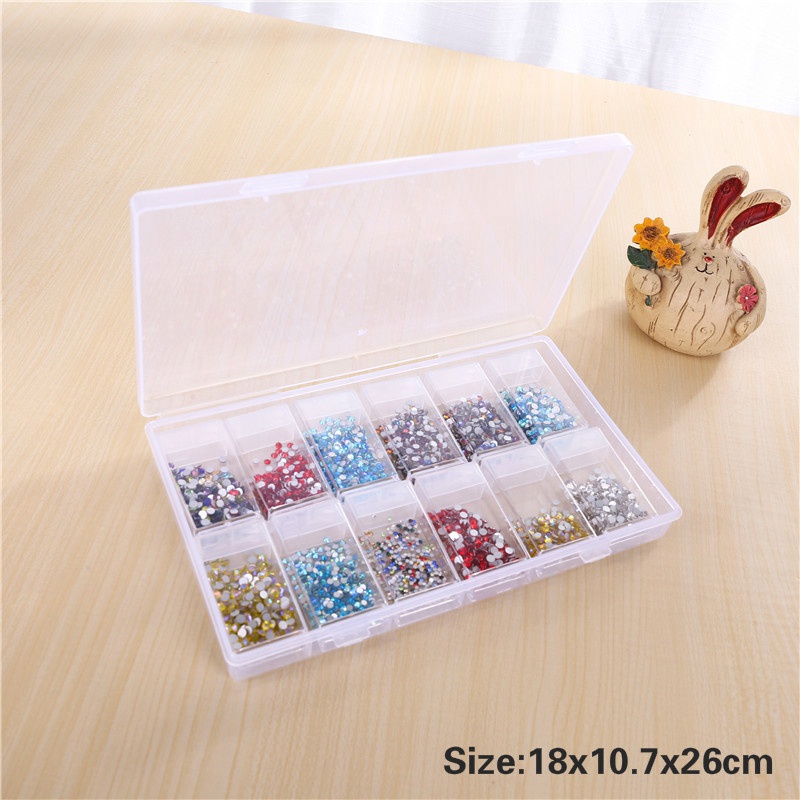 Hộp Thủy Tinh Trong Suốt 12 Ngăn Đựng Hạt / Gạo Tiện Dụng