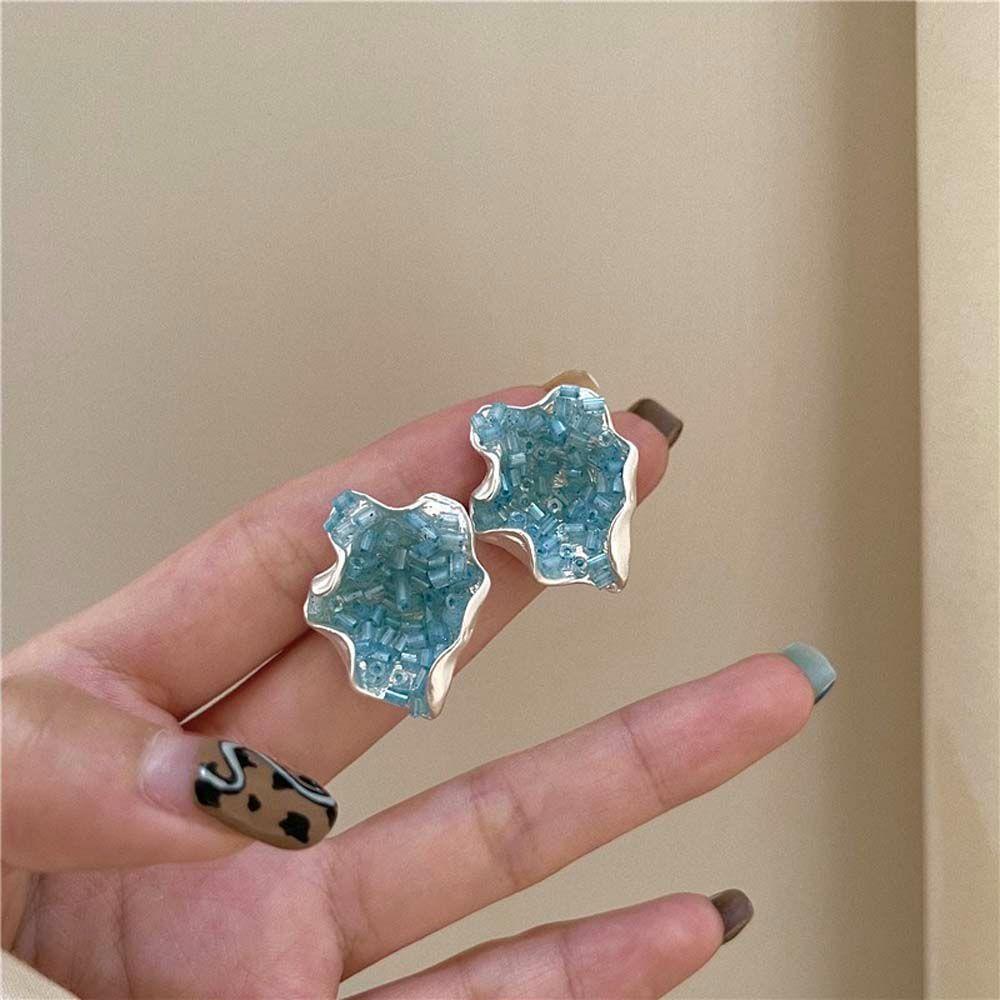 VANES1 Khuyên Tai Hợp Kim Đính Hạt Gạo Xanh Độc Đáo Thanh Lịch Cho Nữ