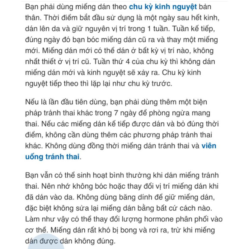 MIẾNG DÁN TRÁNH THAI EVRA THÁI LAN