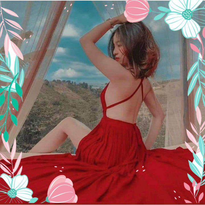 Đầm Maxi Đỏ Cột Dây Đầm Đi Biển Thời Trang Du Lịch, Chụp Ảnh Siêu Đẹp | BigBuy360 - bigbuy360.vn