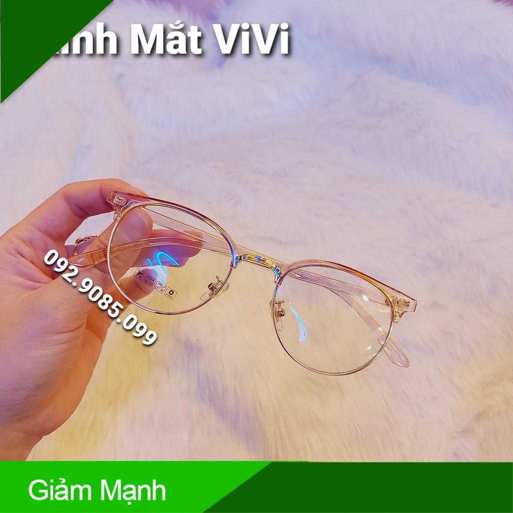 Gọng kính cận dáng kính vừa - Gọng nhựa - viền 2 mắt kim loại - Kính Mắt ViVi - Nhận cắt cận viễn loạn