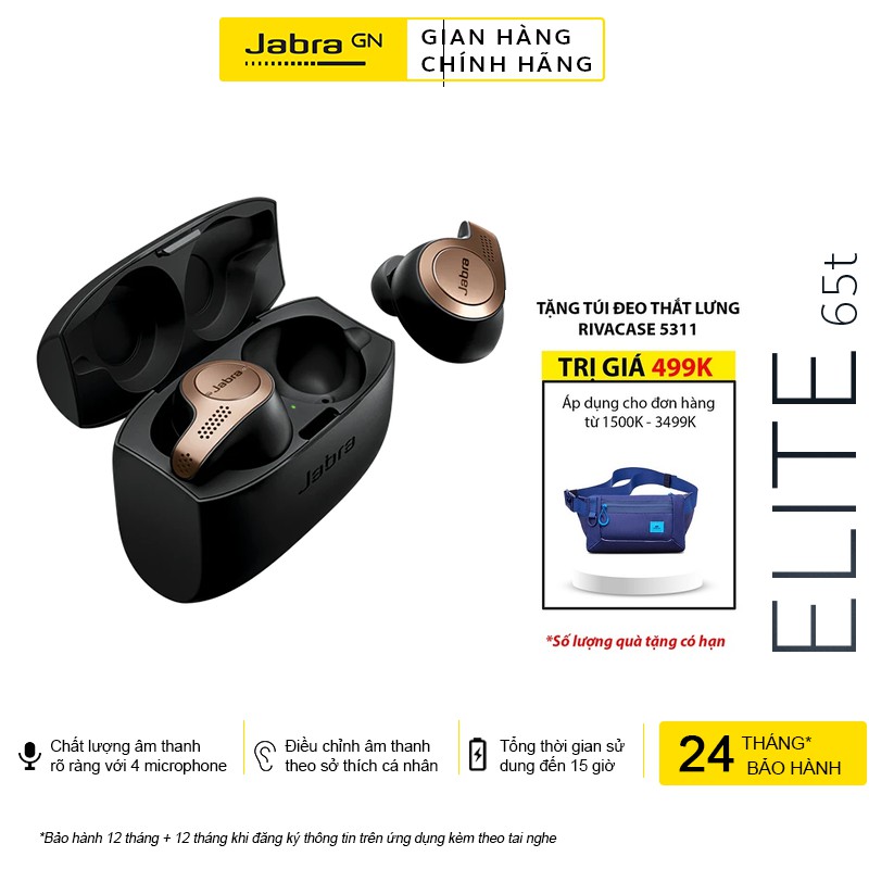 Tai Nghe Bluetooth True Wireless JABRA Elite 65T Thương hiệu Đan Mạch - Hàng Chính Hãng