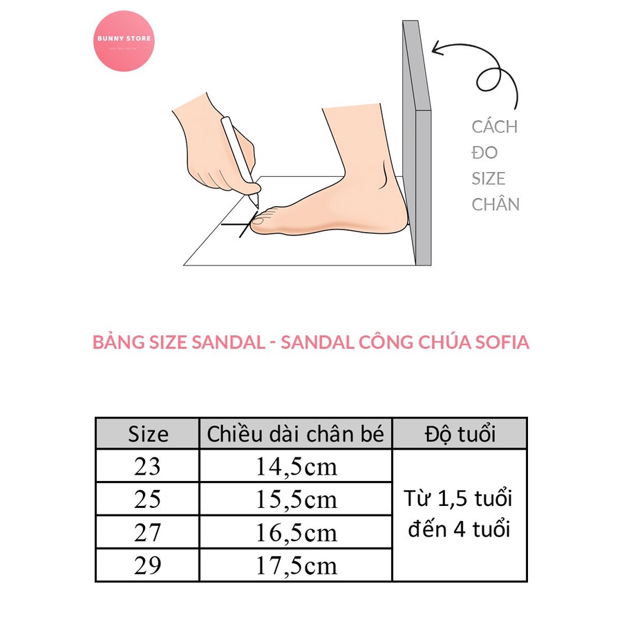 Giày sandal cho bé gái hình công chúa Sofia màu hồng dễ thương đế mềm chống trượt size từ 14 đến 18cm BUNNY STORE BN06