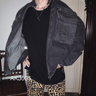 Akj005 - jacket jean black zip
