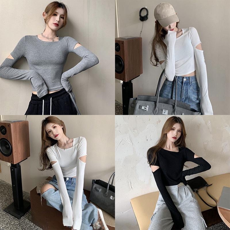 Áo dệt kim tay dài màu sắc đơn giản phong cách Hàn Quốc cho nữ