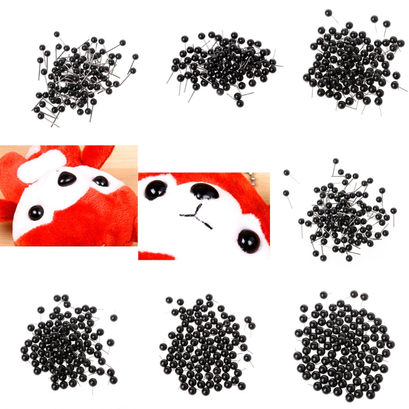 100 Mắt Kính 4-14mm Cho Búp Bê Màu Đen