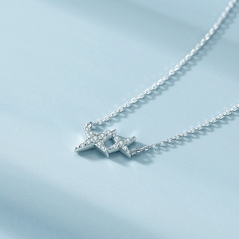 Vòng cổ bằng bạc sterling 925 thiết kế mặt hình ngôi sao băng dành cho nữ