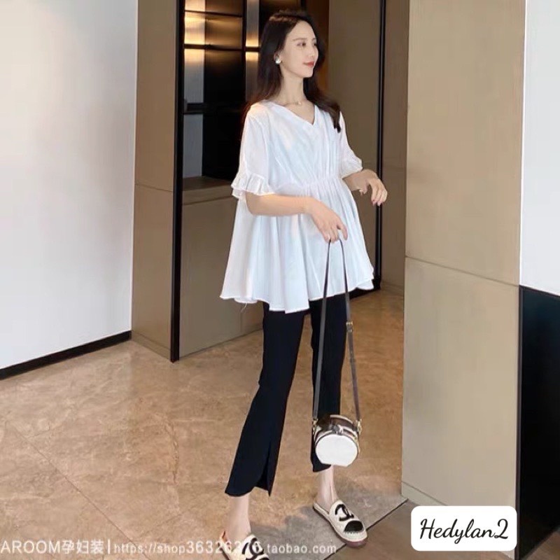 Quần bầu công sở chất umi thiết kế ống loe xẻ siêu tôn dáng QB5566