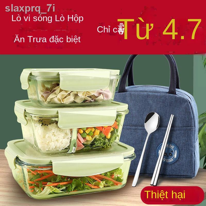 ☍Hộp cơm thủy tinh chuyên dùng có lò vi sóng thể hâm nóng, giữ nhiệt, văn phòng chịu nhiệt cao, đựng bát
