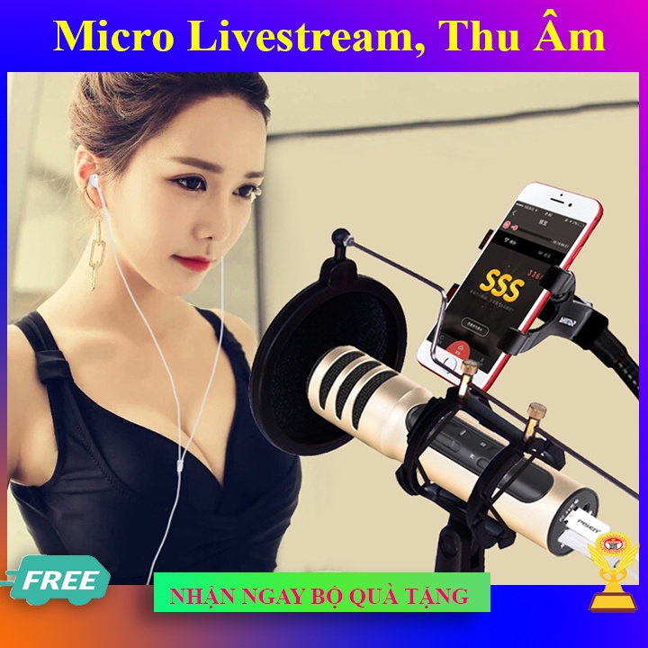 Mic Thu Âm livestream C7 Trên Điện Thoại, Laptop, Ipad - Micro Karaoke cao cấp