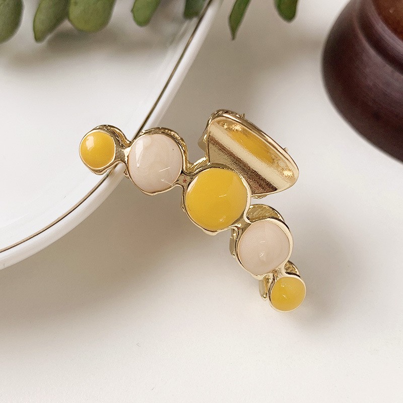 kẹp tóc càng cua NOVSET kẹp tóc hàn quốc đẹp thiết kế Kim Loại dáng dài họa tiết Hình Tròn Phối Màu Mã #111