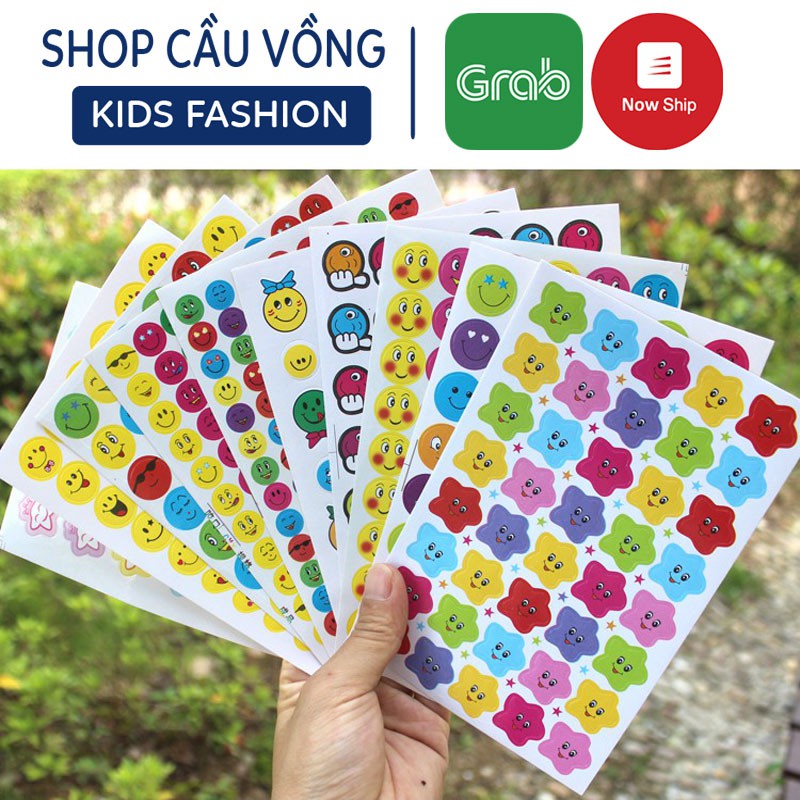 Sticker Dán Cho Bé Hình Ngộ Nghĩnh Mặt Cười Ngôi Sao Chữ Số Chữ Cái 16*10.5cm [10 Tờ] 058