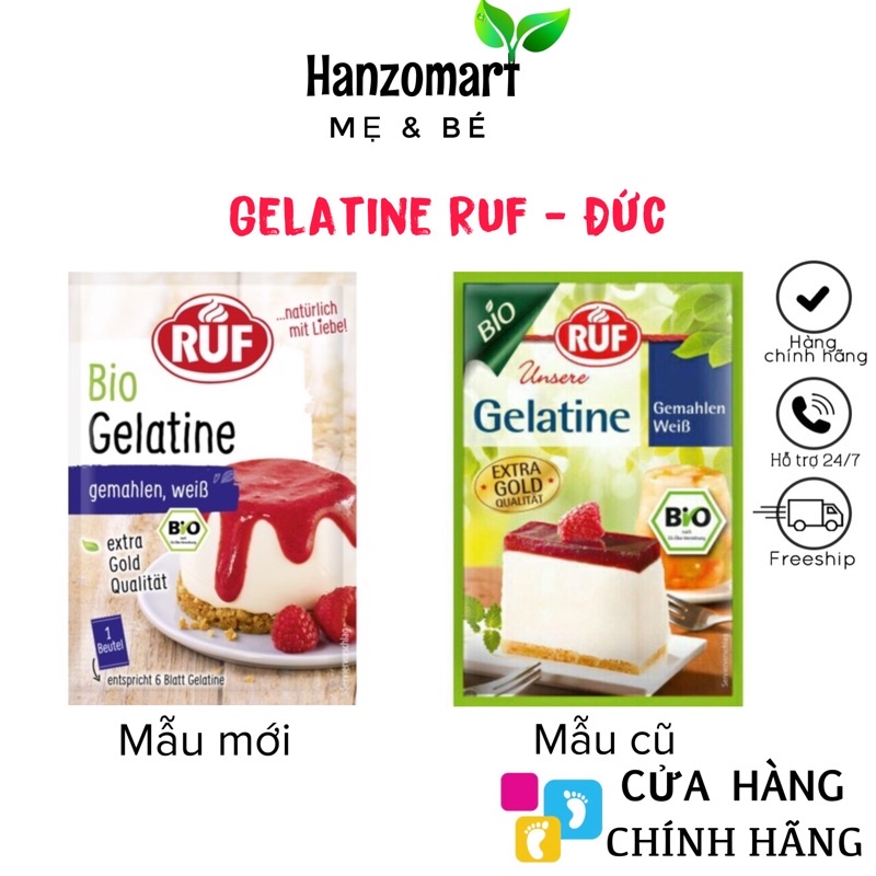 [MẪU MỚI] Bột Gelatine/Gelatin hữu cơ Ruf 9g