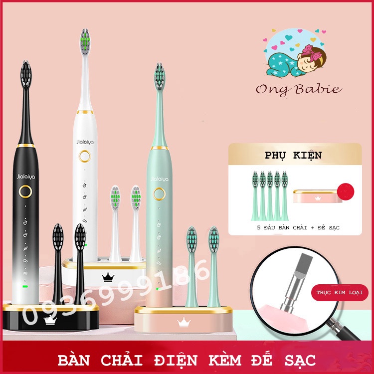 Bàn chải điện kèm 5 đầu bàn chải thế hệ mới JIALAIYA 5in1- Giải pháp chăm sóc răng miệng và da mặt hiệu quả