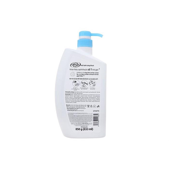 Sữa tắm Lifebuoy Mát lạnh sảng khoái với bạc hà 850g