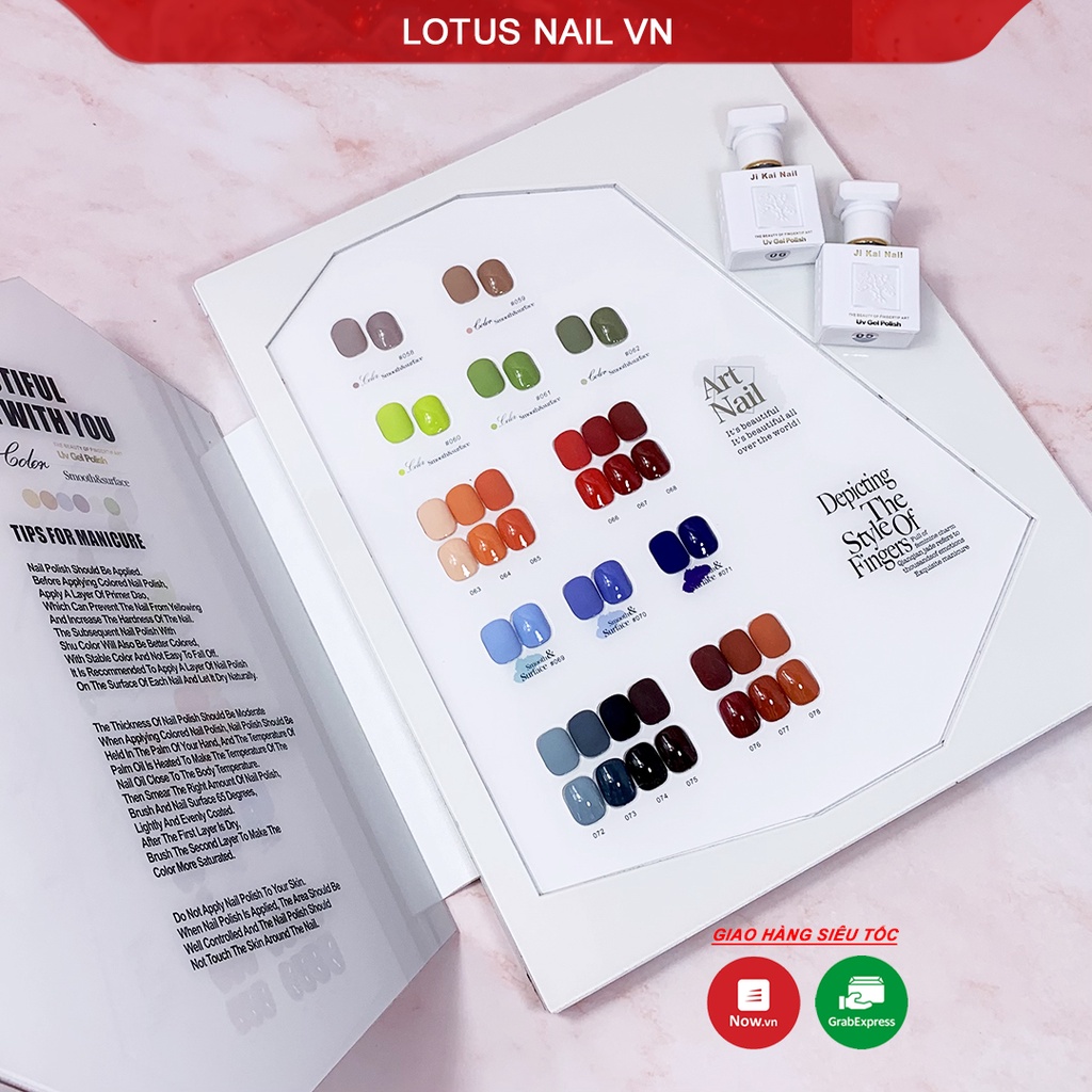 Sơn gel JiKai 78 màu hotrend 2021 nhập khẩu từ Japan tặng kèm bảng màu + base + top