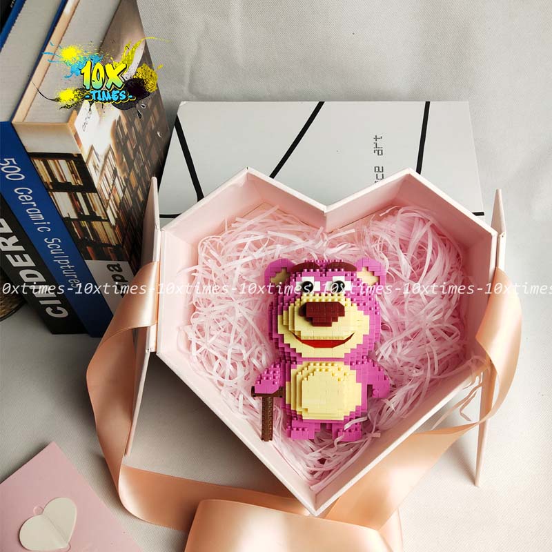 đồ chơi lắp ráp 3d gấu Lotso hồng toy story hoạt hình kì lân, quà tặng bạn gái, quà tặng trẻ em, đồ decor xinh xắn