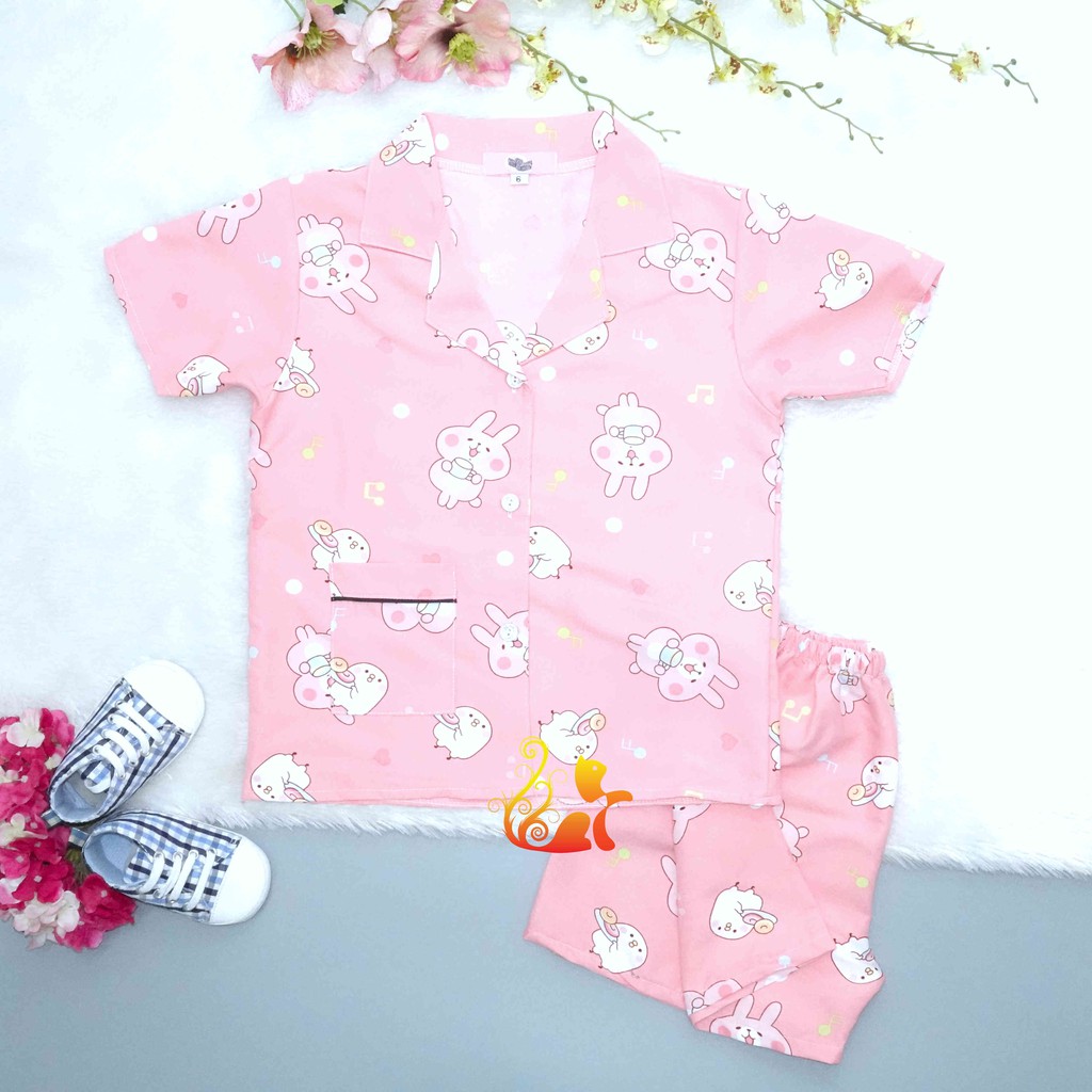 Đồ Bộ Mặc Nhà &quot;Co ny nhạc&quot; Quần Đùi Pijama Kate Thái - Cho Bé 16 - 42kg.