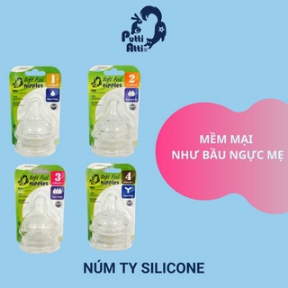 Núm ty - Set 2 chiếc Núm ty silicon Putti Atti - Hàng chính hãng Hàn Quốc siêu mềm