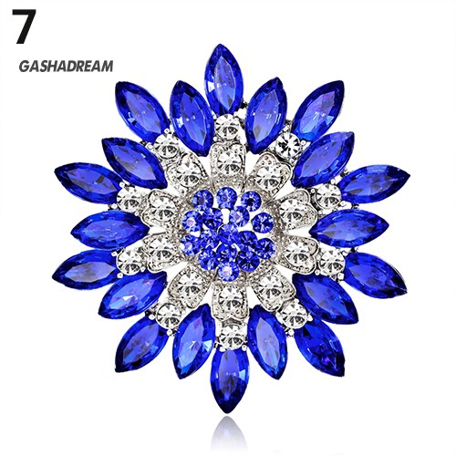 ♉GD Women Fashion Flower Brooch Crystal Rhinestone Jewelry for Wedding Party Gift