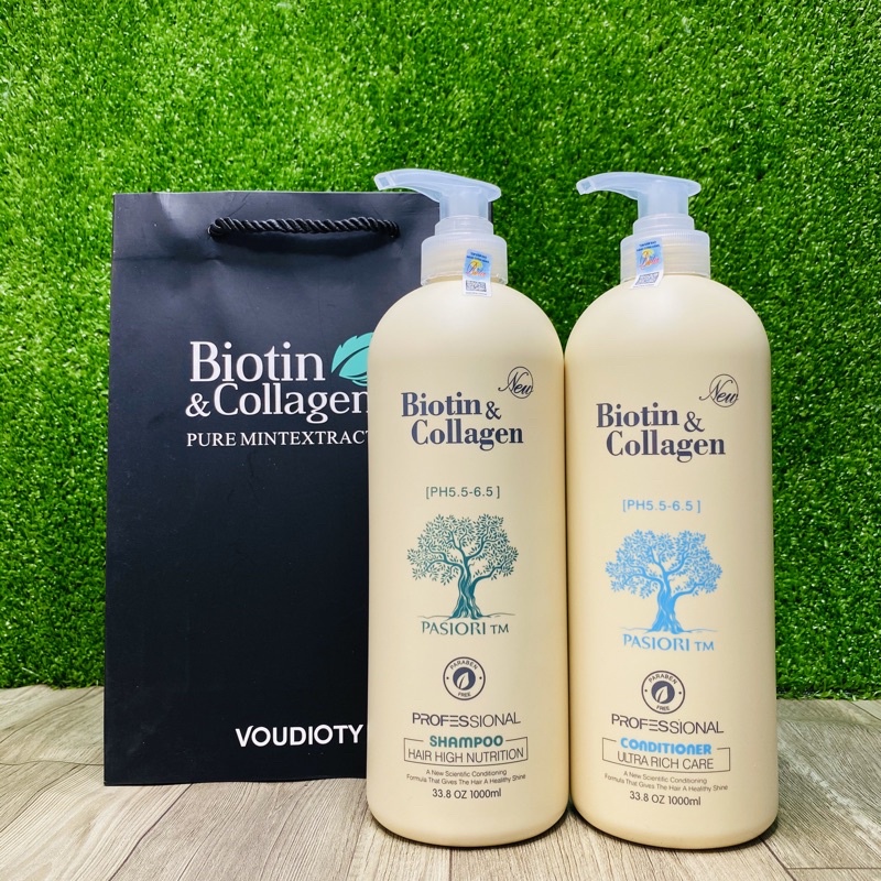 [CHÍNH HÃNG] Cặp gội xả Biotin Collagen trắng phục hồi tóc hư tổn - giúp tóc mêm mượt - ngăn tóc gãy rụng 1000ml