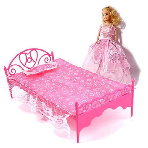 Giường Đơn Bằng Nhựa Cho Búp Bê Barbie