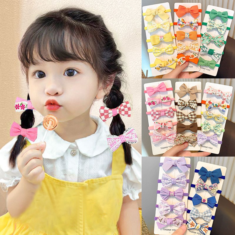 Dây Buộc Tóc Cao Su Thắt Nơ Nhiều Màu Dễ Thương Không Làm Đau Cho Bé Gái