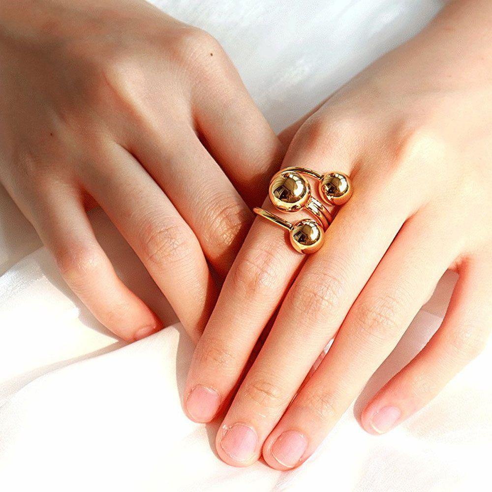 Nhẫn Cưới Ba Quả Bóng Kim Loại Cỡ Lớn Tùy Chỉnh Cá Tính