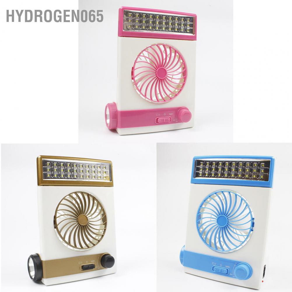 Quạt chạy bằng năng lượng mặt trời với đèn pin LED ánh sáng Đèn siêu im lặng bàn nhỏ cho cắm trại dã ngoại ngoài Ký túc xá Hydrogen065